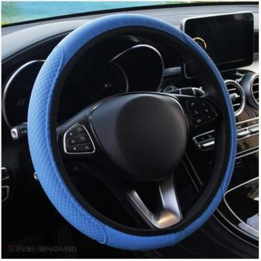 Imagem de Knonip Capa de volante de couro em relevo 3D, aderência confortável macia e luxuosa para carros, capa de volante universal de 14,5 a 15 polegadas, atualização interior elegante para Sedan, SUV