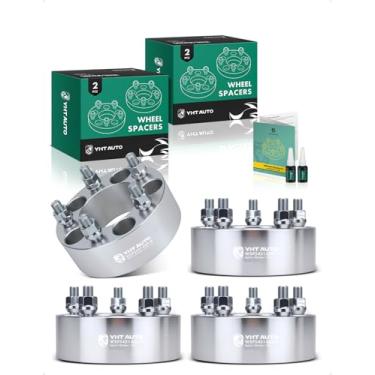 Imagem de YHTAUTO Espaçadores de roda 5 x 4,5 polegadas 5 polegadas para Jeep Grand Cherokee, Wrangler, Ford, Dodge, Lincoln, Mercury, Pontiac Model 5x114.3mm Espaçadores de pneu com parafusos de 1/2" 82,5 mm furo do cubo 5 pinos 4 peças adaptador prata