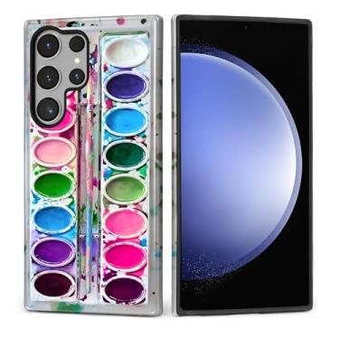 Imagem de MQJCYB Capa para Samsung Galaxy S23 Ultra, híbrida, resistente, 2 em 1, proteção robusta à prova de choque, capa brilhante para Samsung Galaxy S23 Ultra paleta de aquarela