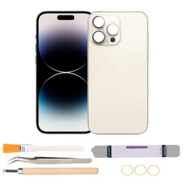 Imagem de Substituição de vidro da tampa traseira compatível com iPhone 14 Pro Max com kits de ferramentas de reparo (dourado)