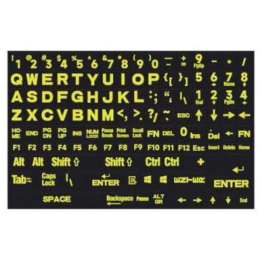 Imagem de Adesivos de teclado inglês tamanho completo universal PC computador laptop desktop substituição teclado inglês adesivos, teclado QWERTY alfabeto - 1 peça