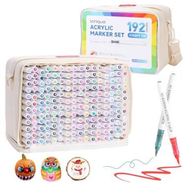 Imagem de Hopesky Marcadores de tinta acrílica de 192 cores – Marcadores de arte permanentes com ponta de pincel pastel, conjunto de materiais de arte para artistas adultos, canetas de tinta acrílica com bolsa