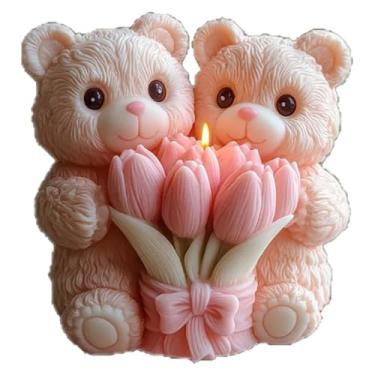 Imagem de Moldes cilíndricos de urso de flor grande, molde de vela espiral ondulado de silicone - moldes de fundição de resina de silicone para velas, resina e sabonete, suprimentos de artesanato