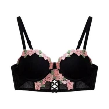 Imagem de Conjunto De Sutiã E Calcinha Vintage Bordado Floral Creme Para Mulhere