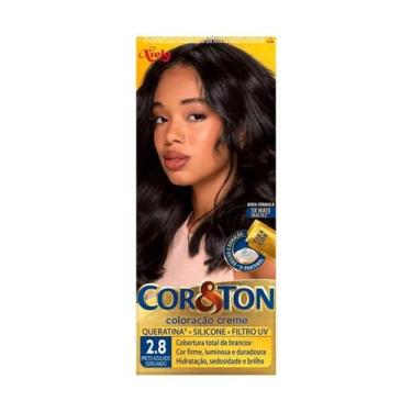 Imagem de Tintura Cor&Ton Coloração Creme Preto Azul Espelhado 2.8 - Cor e Ton