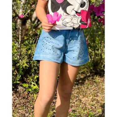 Imagem de SHORTS JEANS DESBOTADO COM STRASS ANIMÊ-Feminino