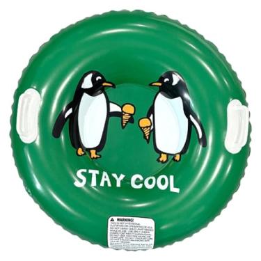 Imagem de Generic Boia inflável para trenó na neve, antirrolamento lateral, inflação rápida, multiuso, para adultos e crianças, leve, 83 cm de diâmetro, Pinguim
