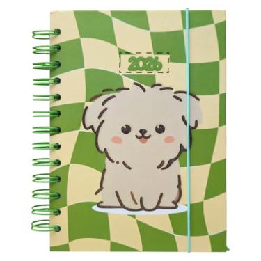 Imagem de Agenda 2026 Fofa Pet Capa Dura, 19x14 cm, 168 Folhas Pautadas, Espiral Metálica, Capivara Cachorros (Cachorro Pet Bege)