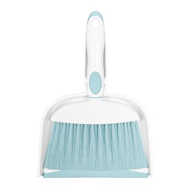 Imagem de NBGYTECH Conjunto de mini vassoura e pá de lixo pequena com conjunto de pá de lixo, ferramentas de limpeza portáteis para home office, trailer, aprendizagem, acampamento (branco + azul)