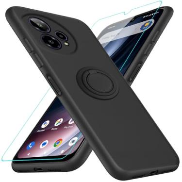 Imagem de Capa de telefone compatível com Cricket Icon Plus 2026/Att Verge 2 com protetor de tela, suporte de anel giratório de 360° com suporte/suporte, capa protetora de silicone TPU para Cricket Icon Plus