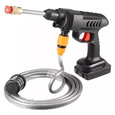 Imagem de Lavadora de Alta Pressão Portátil Sem Fio, Recarregável, Bateria, com Mangueira 4m, Filtro, Pote de Espuma 300ml, para Carros e Quintal