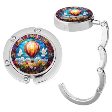 Imagem de Gancho de bolsa dobrável para mesa, suporte de bolsa, gancho de bolsa dobrável, bolsa feminina, suporte de cabide feminino, balão de padrão bonito, 1 peça