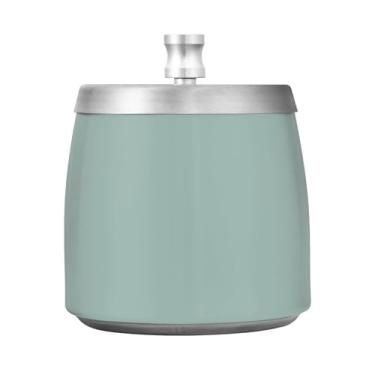 Imagem de Qilmy Cinzeiro de aço inoxidável verde acinzentado com tampa - Cinzeiro de cigarro à prova de vento sem cheiro sem fumaça para casa, escritório, carro, pátio, varanda (uso interno e externo)
