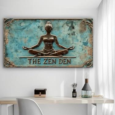 Imagem de Arte de parede em tela rústica THE ZEN DEN - Pôster sem moldura de 30 x 61 cm - Decoração de casa e escritório para sala de estar, quarto, cozinha e café