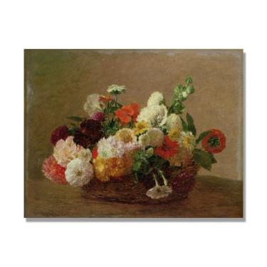 Imagem de NHLDZYH Arte em tela floral clássica natureza morta, impressão vintage estilo pintura a óleo, decoração de parede botânica para sala de estar elegante, sala de jantar. A29. Somente tela 70x90 cm