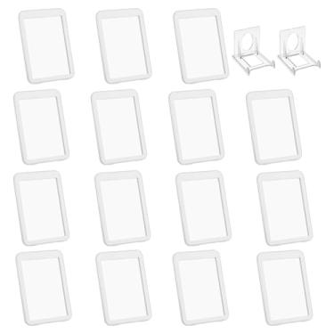 Imagem de PATIKIL Porta-crachá com janelas de dupla face, 15 peças de capa protetora para cartão de identificação, porta-chaves, estojo rígido vertical com suporte de exibição para licenças de crédito de