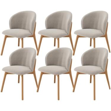 Imagem de Kit 06 Cadeiras de Jantar e Estar Living Estofada Mia L02 Bouclê Creme - Lyam Decor