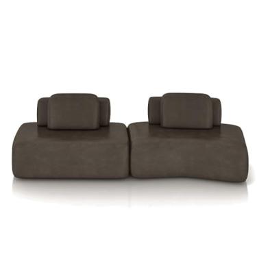 Imagem de Sofá Ilha Sala de Estar Dakota 2 Módulos 316cm Encostos Almofadas Soltas PU Marrom G33 - Gran Belo
