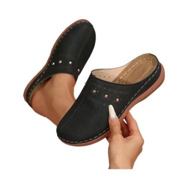 Imagem de Mules De Salto Wedge Leves Para Mulheres plus Size, Sandálias De Verão