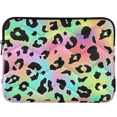Imagem de Capa para notebook fofa de leopardo neon colorida personalizada capa para notebook fofa decorativa capa universal para laptop de 14 polegadas
