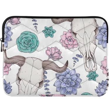 Imagem de Capa protetora universal para laptop Buffalo Skull Flowers Goat, capa protetora universal de 33 a 14 polegadas para MacBook Air de 13 polegadas
