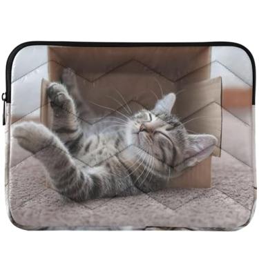 Imagem de Capa para laptop pequena para gatos relaxantes em caixa de papelão para Macbook Pro 13 polegadas, acessórios de computador, capa para notebook universal 13-14 polegadas