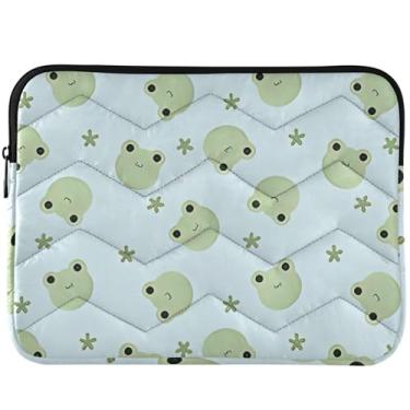 Imagem de Capa para notebook com estampa de sapos fofos, azul claro, para MacBook Air 13, capa fofa para laptop de 13 a 14 polegadas, universal