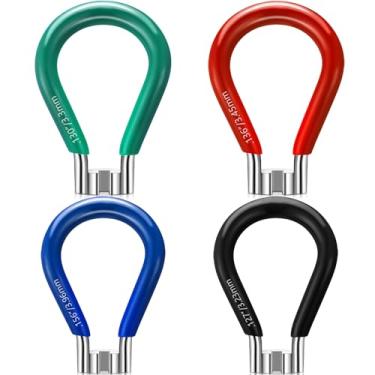 Imagem de Lothee Conjunto de 4 chaves de raio de bicicleta, ferramenta de chave de raio de bicicleta, ferramentas de bicicleta portáteis, kit correto de aro de bicicleta para mamilos quadrados, reparo de ajuste