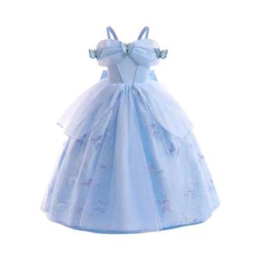 Imagem de Vestido De Princesa Azul Com Lantejoulas Para Meninas, Elegante Vestid