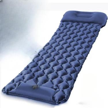 Imagem de colchao dobravel Indivídual Para Ar Livre Com Travesseiro Almofada De Ultraleve Caminhadas De Viagem (AZUL-MARINHO)
