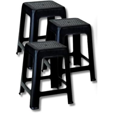 Imagem de Banqueta preta de plástico reforçado e resistente (2)