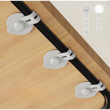 Imagem de Alça de gerenciamento de cabos sob a mesa, organizador de abraçadeiras de silicone autoadesivo ajustável, suporte de cabo resistente reutilizável, adequado para escritório e quarto (cinza, 12)