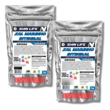Imagem de Sal Marinho Grosso 2kg Iodado Churrasco Salinas De Mossoro