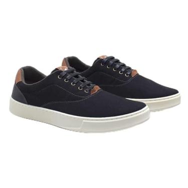 Imagem de Sapatênis Casual Masculino com Cadarço Recortes e Sola Borracha Costurada