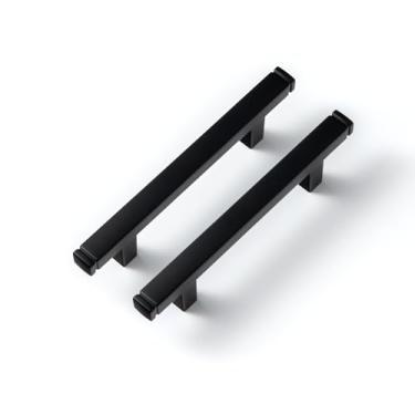 Imagem de Goo-Ki Puxadores de gaveta pretos foscos de 76 mm (76 mm), puxador de barra reta, pacote com 6 puxadores de armário sólidos pretos para armários de cozinha e gavetas de cômoda 1814-B-76