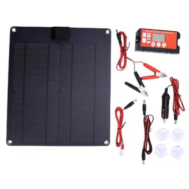 Imagem de Jiawu Kit de Painel Solar 30W 12V, Mantenedor de Carregador de Bateria Solar Monocristalina Com Controlador de Carga, 1 Porta USB e 2 Portas de Saída DC para Carro, Trailer, Barco