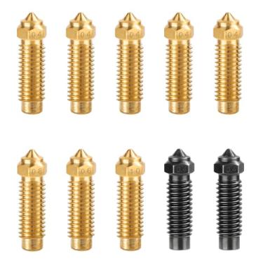 Imagem de 10 bocais para impressora 3D, 5 peças de 0,4 mm, 1 0,6 mm, 1 0,8 mm, 1 bocal de latão para impressora 3D de 1,0 mm, 2 bicos de aço endurecido de 0,4 mm para Elegoo Neptune 4 Plus/4 Max