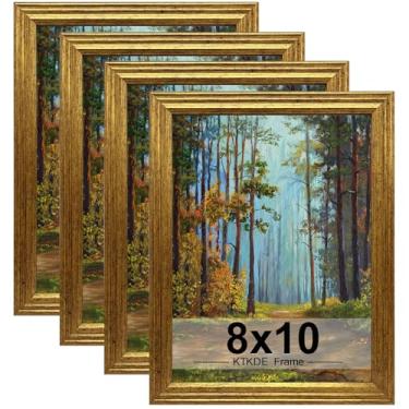 Imagem de KTKDE Conjunto de 4 porta-retrato 20 x 25 cm, molduras douradas vintage ornamentadas com vidro real 20 x 25 cm, moldura antiga para decoração de parede ou mesa, decoração de casa retrô, melhor