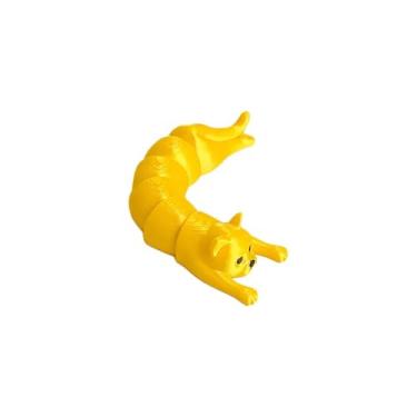 Imagem de Estatueta colecionável de gato preguiçoso dourado gradiente impresso em 3D para decoração de escritório em casa, mesa executiva para coleção