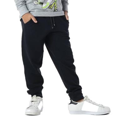 Imagem de Calça Infantil Menino Moletinho Básica Lisa Inverno Preta-Masculino