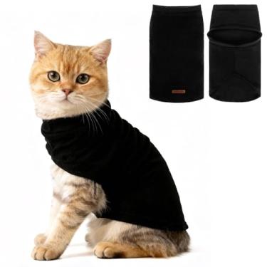 Imagem de EXPAWLORER Suéter macio para gatos – Suéteres apenas para gatos, roupas quentes para gatinhos, casaco para animais de estimação de outono e inverno, moletom de lã também para cachorros pequenos, preto