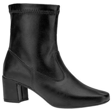 Imagem de Bota Feminina Sretch Cano Médio Bico Quadrado Salto Grosso (Preto, BR, Adulto, Numérico, 36)