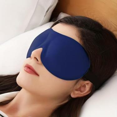 Imagem de Capas para os olhos 3D com contorno profundo para dormir, 99% bloqueiam a máscara de olhos leve, com bojo de pressão zero para homens e mulheres, com alça ajustável para dormir, ioga, viagem - azul