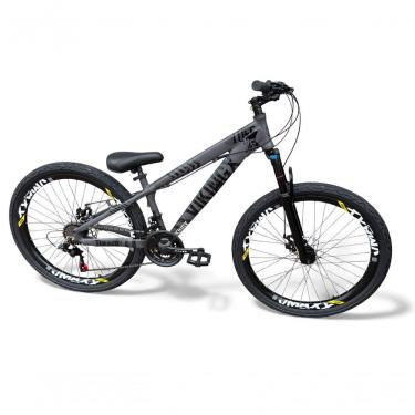 Imagem de Bicicleta Aro 26 Vikingx Tuff Freeride 21v Aro Vmaxx Freio A Disco Garfo Suspensão Pneu Flame Cinza-Preto X25