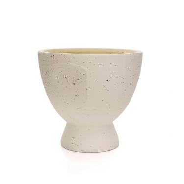Imagem de Cachepot Decorativo Rosto Em Cerâmica Areia 17x18 Cm - D'Rossi