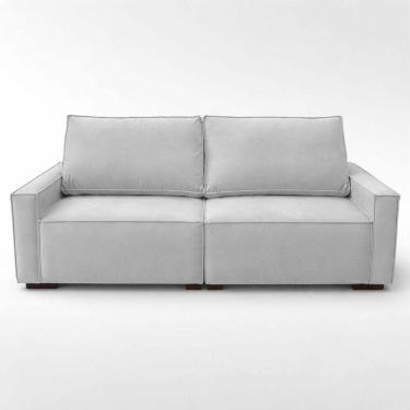 Imagem de Sofá 3 Lugares 2 Metros Sala Recepção Contemporâneo Moderno Linho Cor:cinza