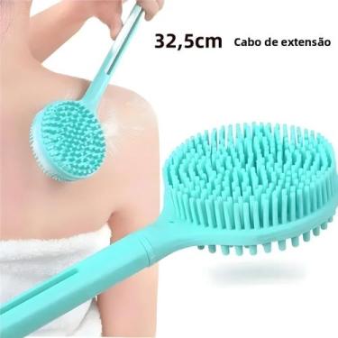Imagem de Escova De Banho De Silicone Com Cabo Longo, Dupla Face, Esfoliante Cor