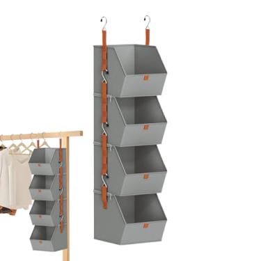 Imagem de Organizador traseiro de porta, organizador de roupas de 4 camadas – armazenamento de armário pendurado | para apartamentos, estudantes universitários, quarto, dormitório, escritório, sapatos, bolsas