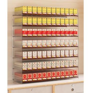 Imagem de Rack de exibição de varejo para cigarros, suporte de acrílico montado na parede, vitrine retangular de supermercado, solução de armazenamento versátil para prateleiras de varejo, vitrine durável e