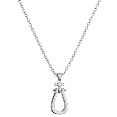 Imagem de Colar feminino banhado a ouro 18K com pingente de ferradura da sorte, Large, Aço de titânio, Sem Pedra Preciosa